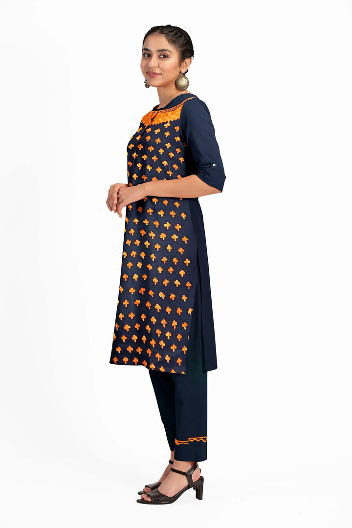 Crepe silk salwar suit material with Kashmiri hand embroidery.