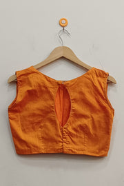 Raw silk  boat neck  blouse in orange