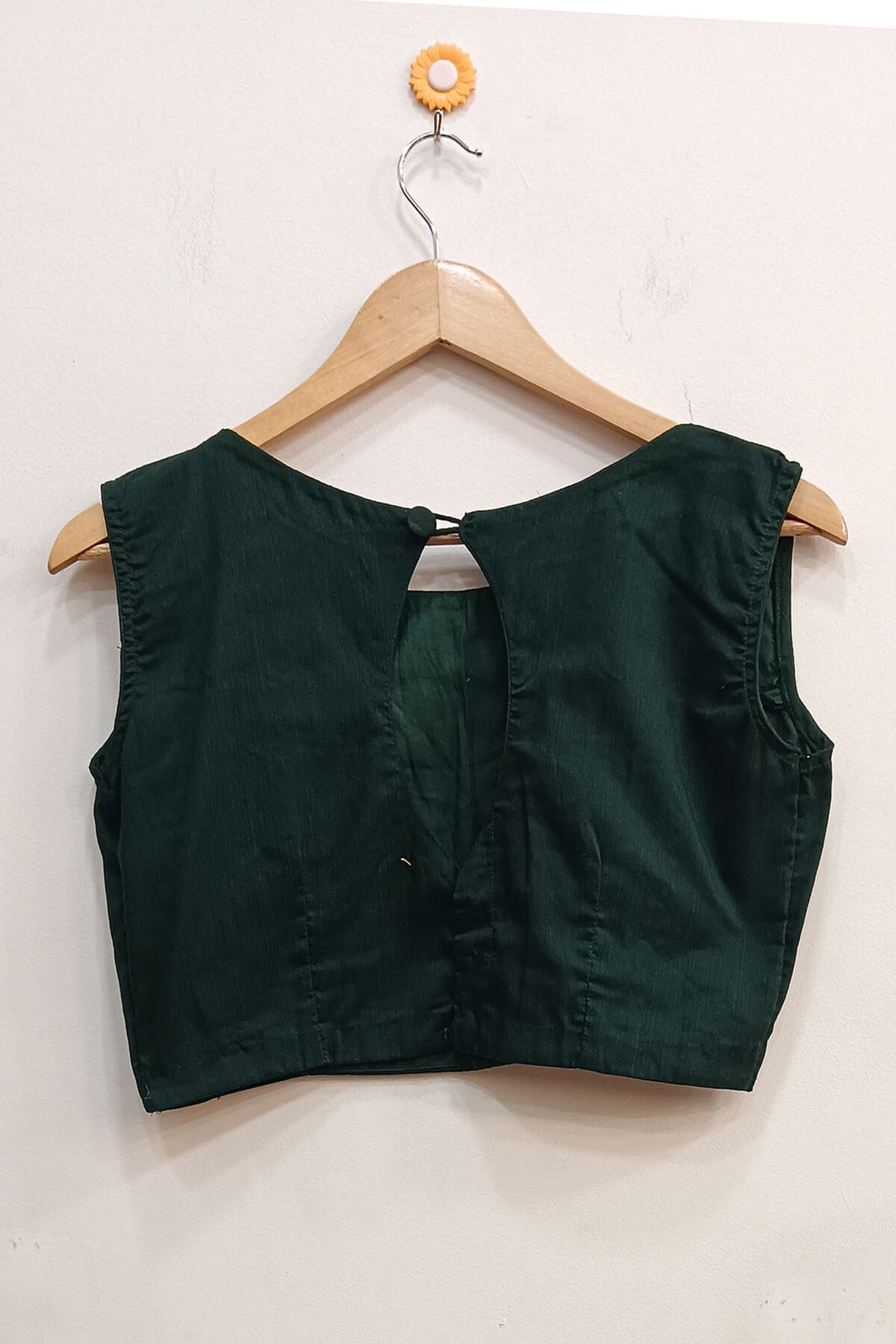 Raw silk  boat neck  blouse in bottle green