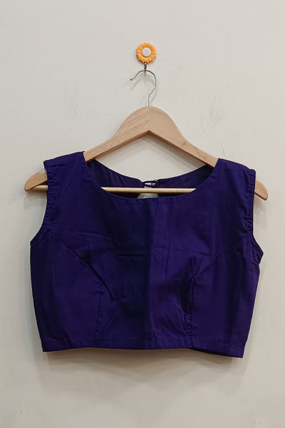 Raw silk  boat neck  blouse in violet