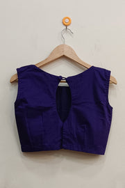 Raw silk  boat neck  blouse in violet