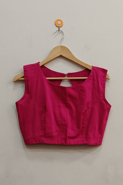 Raw silk  boat neck  blouse in pink