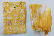 Muslin 2 piece kurta & dupatta set in yellow with floral print