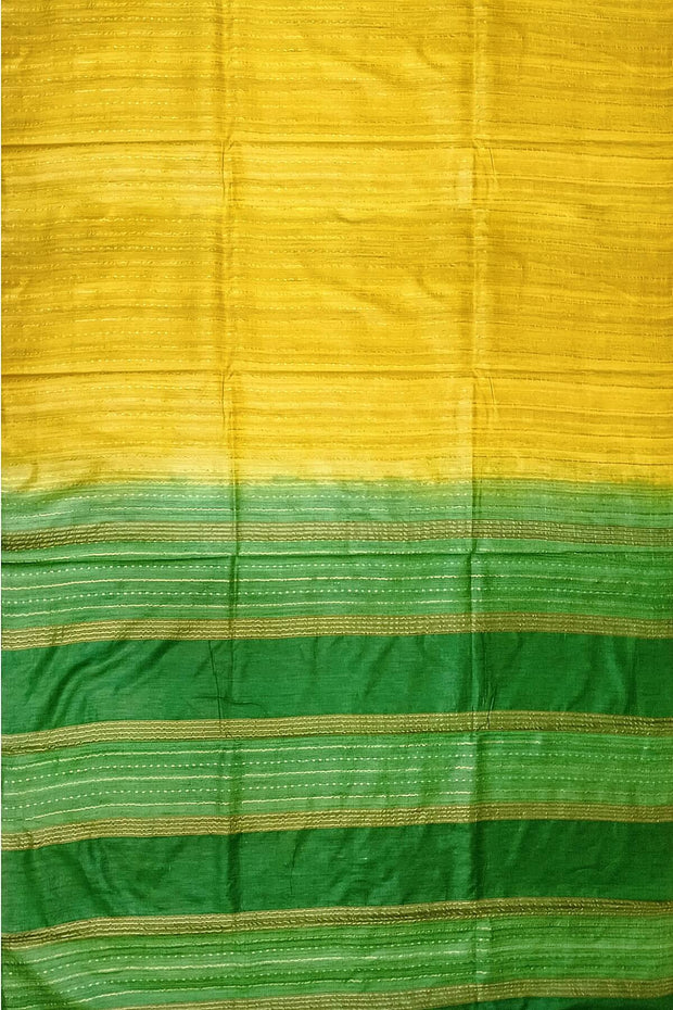 Handwoven desi tussar pure silk saree in yellow