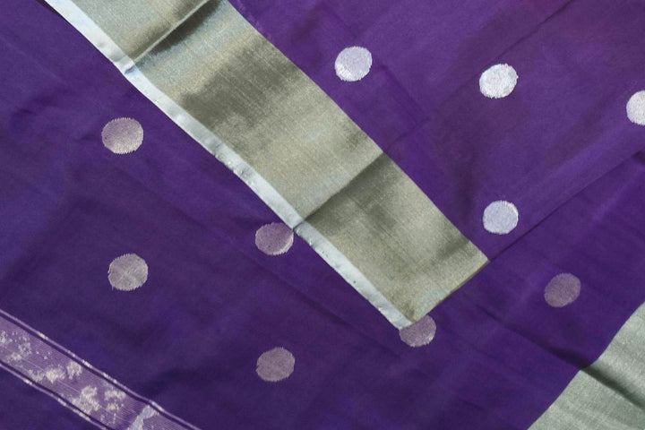 Handwoven Uppada pure silk saree in blue berry with round motifs