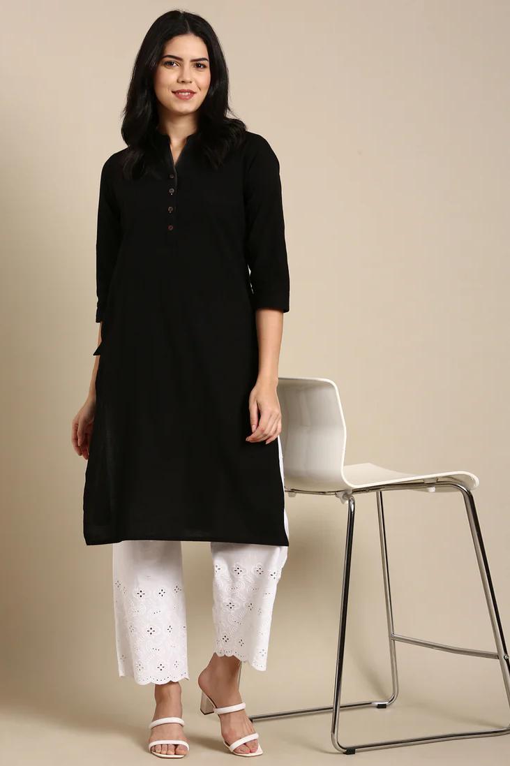 Cotton parallel pants with chikan work