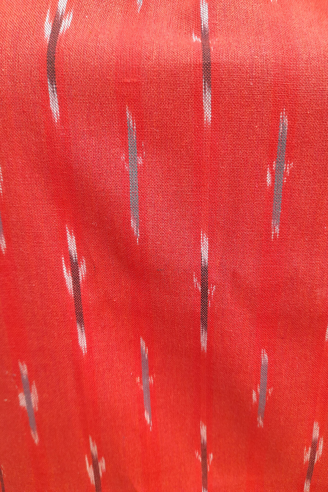 Handwoven ikat cotton kurti in straight cut in red
