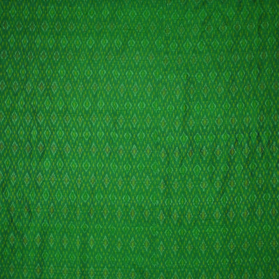 Handwoven Ikkat pure silk  fabric in dupioni finish in green