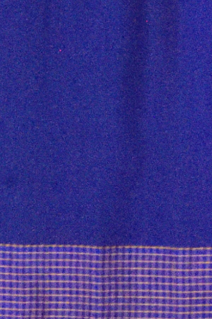 Gadwal pure silk saree in pink and blue checks border