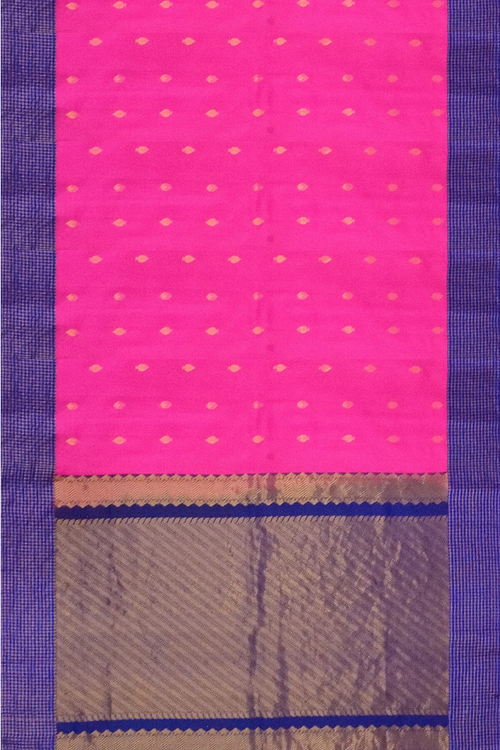 Gadwal pure silk saree in pink and blue checks border