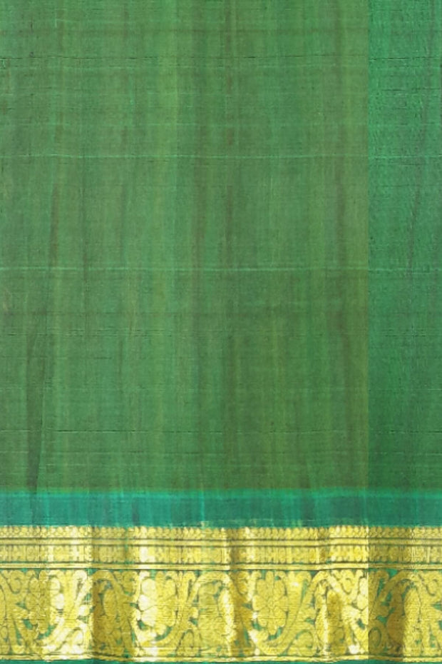 Handloom Gadwal SICO (silk cotton ) saree in walnut & green