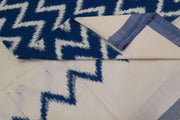 Handloom ikat  pure cotton  dupatta in blue zig zag pattern