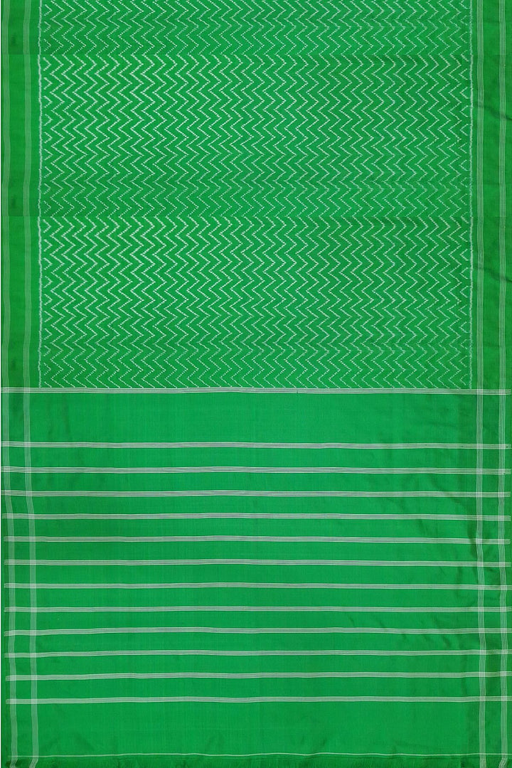 Ikat pure silk saree in wave pattern in green