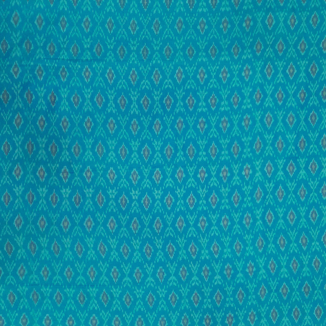Handwoven  Ikat silk cotton fabric in light blue