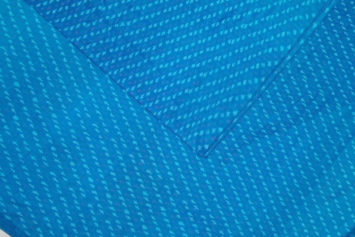 Handwoven  Ikat silk cotton fabric in double shaded blue