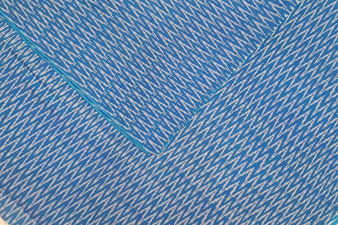 Handwoven  Ikat silk cotton fabric in munsell blue