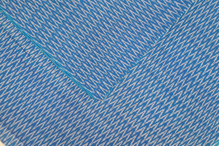 Handwoven  Ikat silk cotton fabric in munsell blue