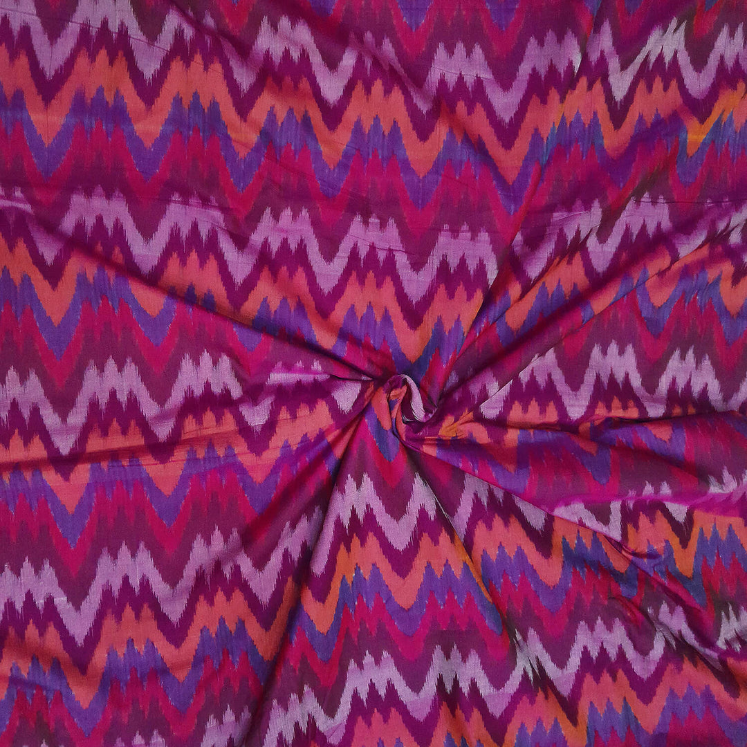 Handwoven  Ikat silk cotton fabric in multicolour