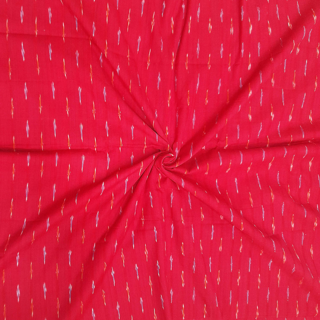 Handwoven ikat  pure cotton fabric in red
