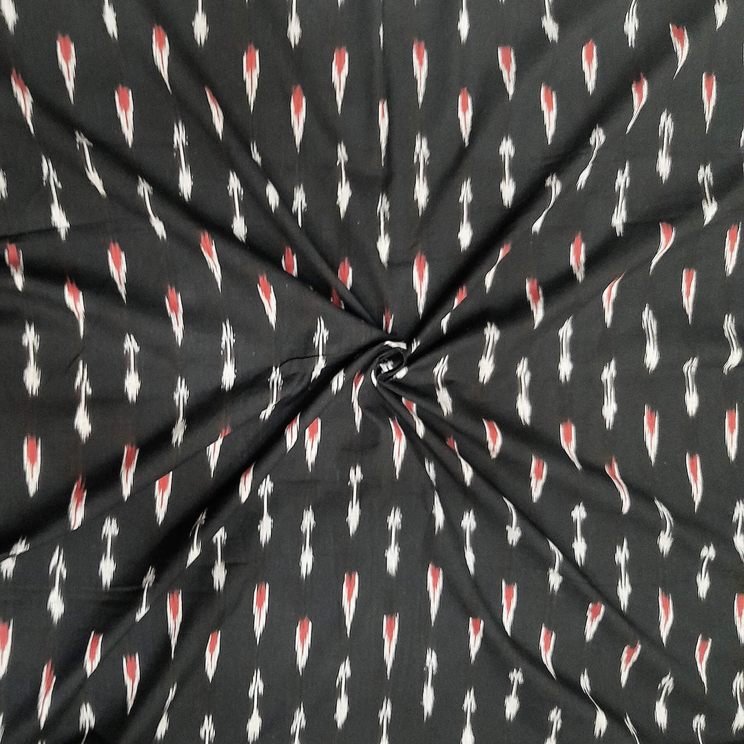 Handwoven ikat  pure cotton fabric in black