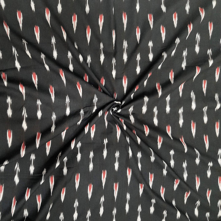 Handwoven ikat  pure cotton fabric in black