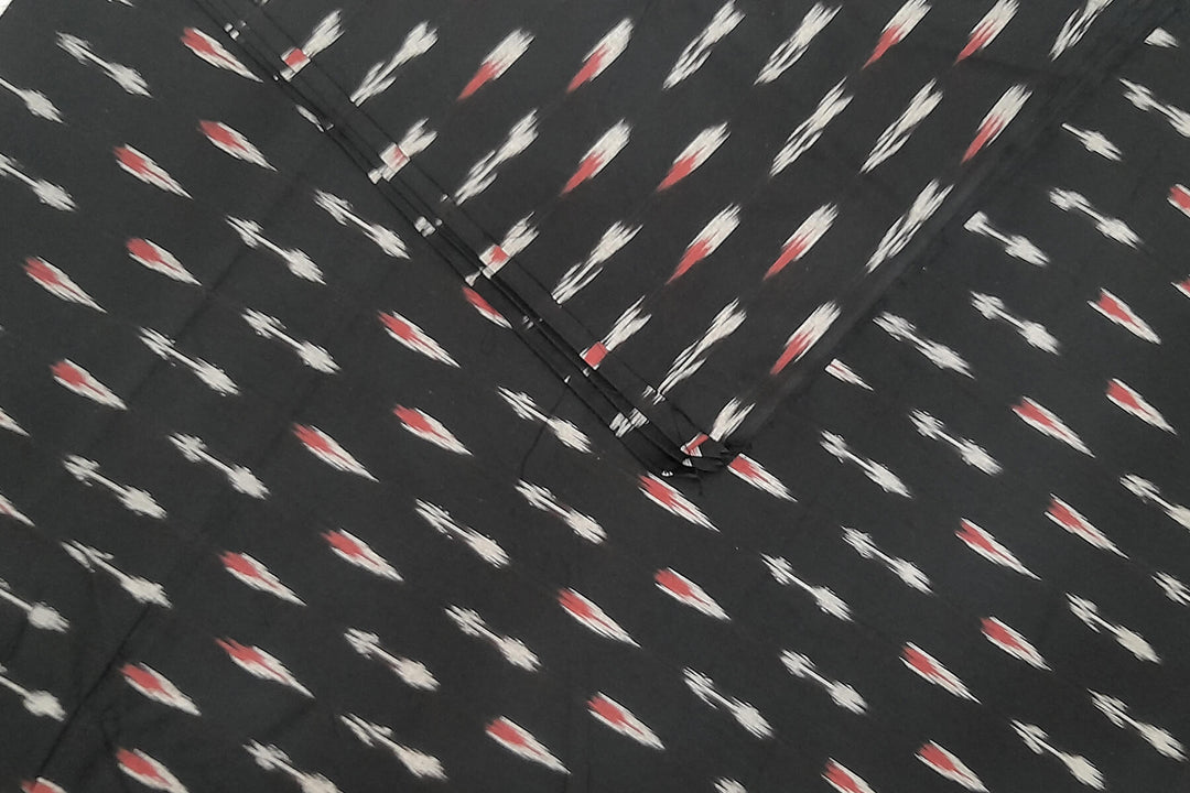 Handwoven ikat  pure cotton fabric in black