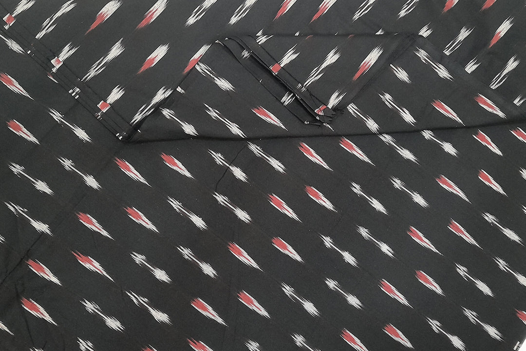 Handwoven ikat  pure cotton fabric in black