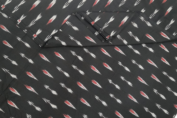 Handwoven ikat  pure cotton fabric in black