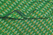 Handwoven ikat  pure cotton fabric in green