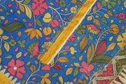 Ponduri  cotton dupatta in hand painted kalamkari in blue