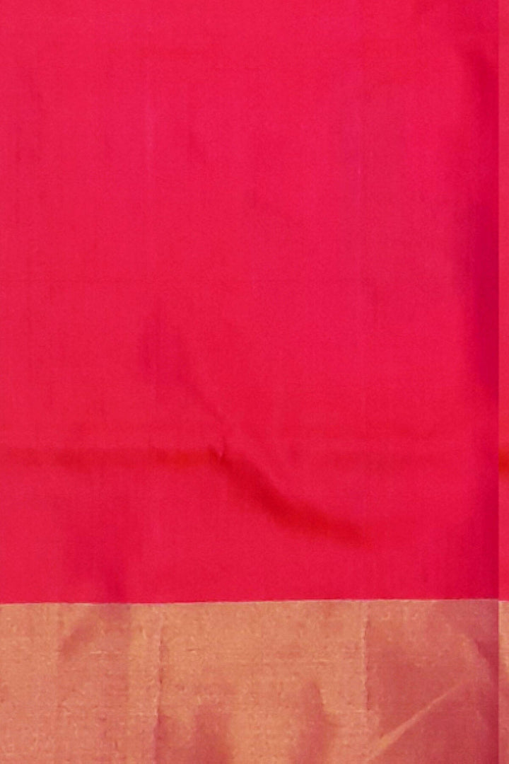 Handloom Kanchi soft silk saree in green & pink in partly style.
