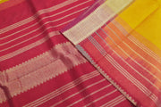 Handloom Kanchi silk cotton saree in yellow