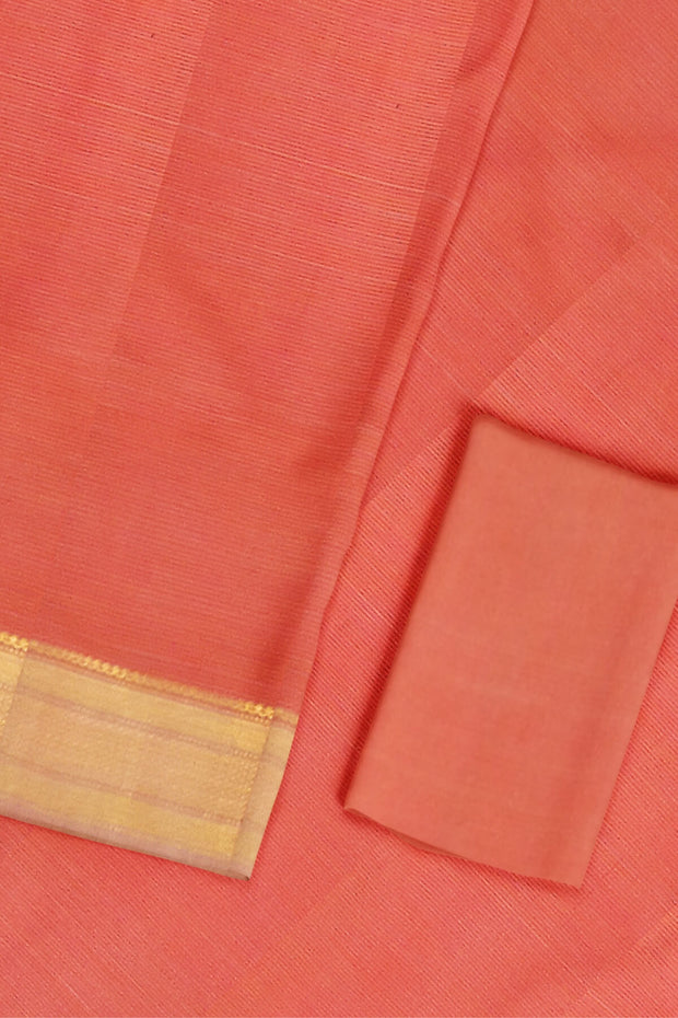 Handloom Mangalgiri pure cotton saree in peach
