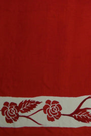 Printed  pure silk saree with floral pattern in red