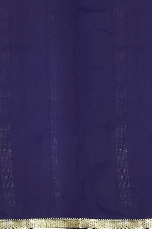 Mysore  crepe  silk saree in magenta  with contrast pallu in blue