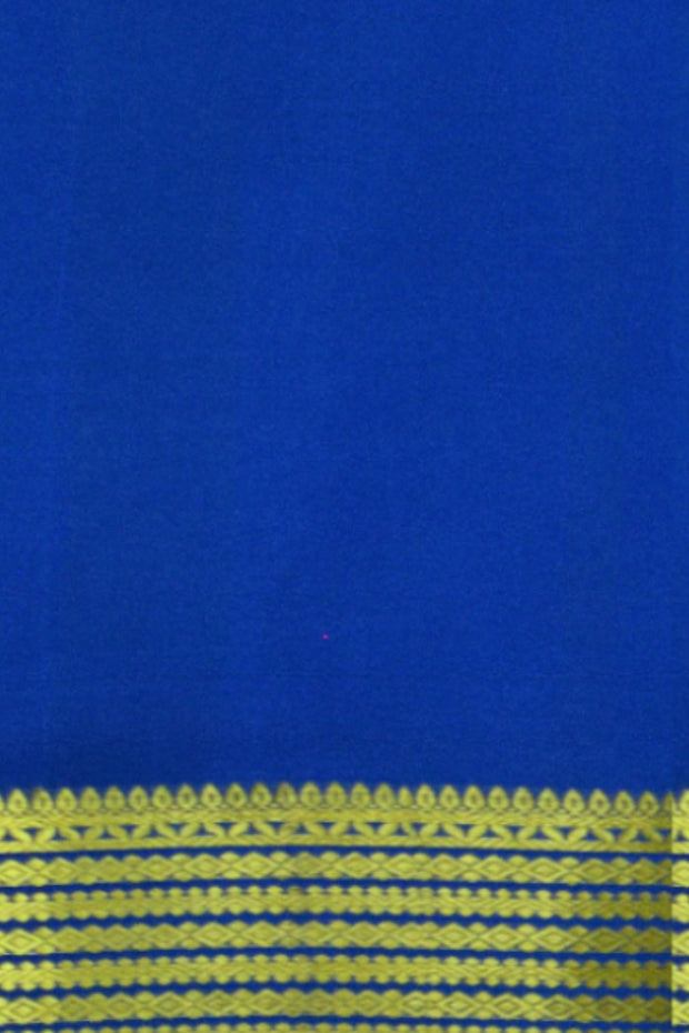 Mysore crepe silk saree in pool blue with a  contrast pallu