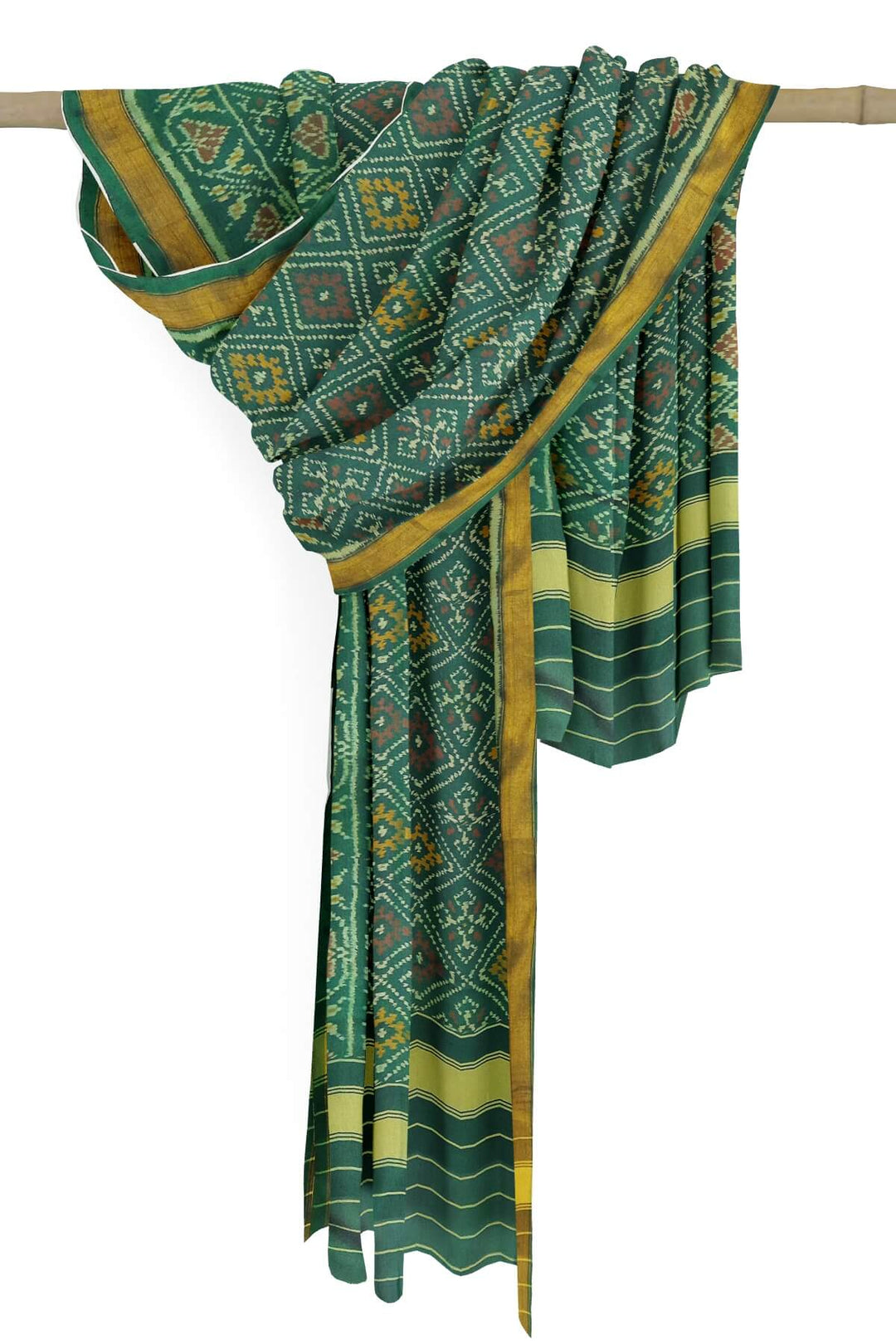 Handloom Patola pure silk dupatta in diamond pattern in green