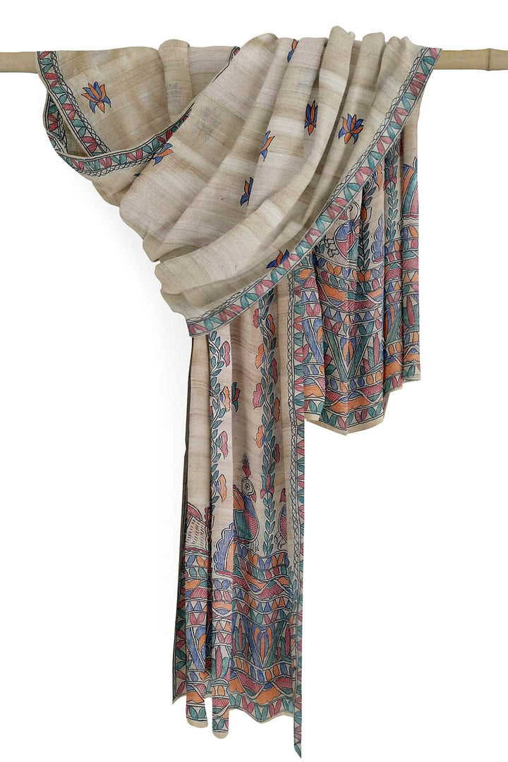 Handloom desi tussar pure silk dupatta