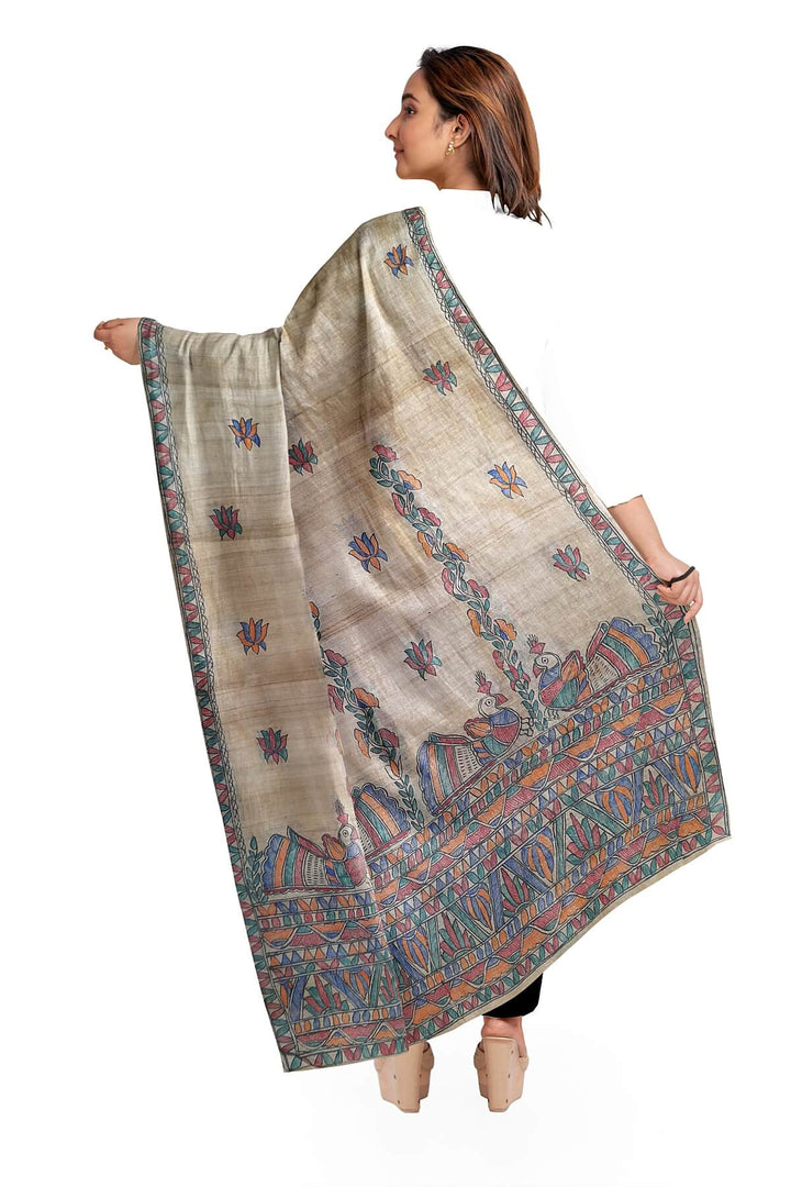 Handloom desi tussar pure silk dupatta