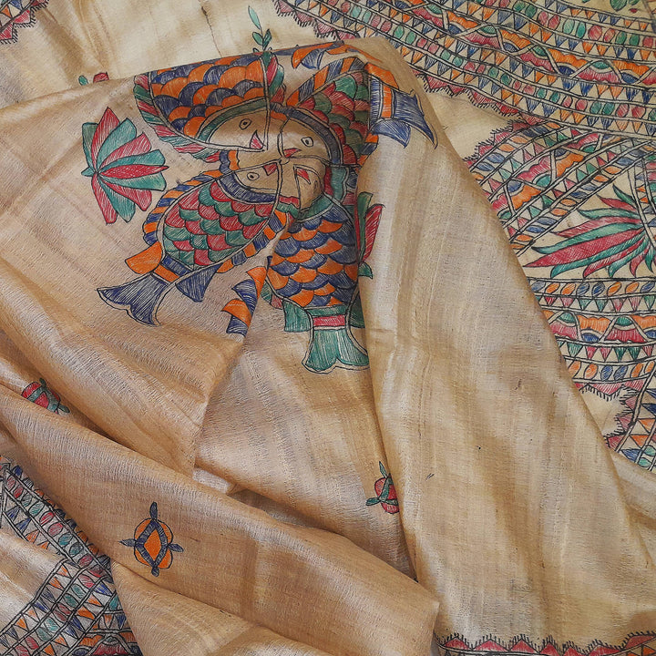 Handloom desi tussar pure silk dupatta