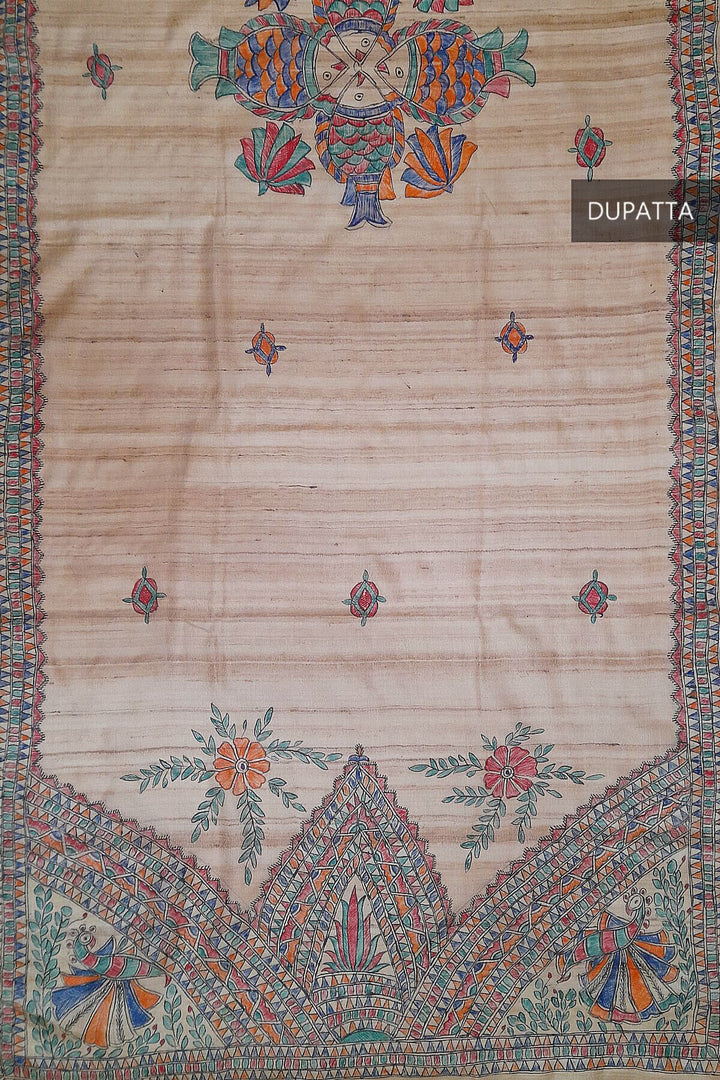 Handloom desi tussar pure silk dupatta