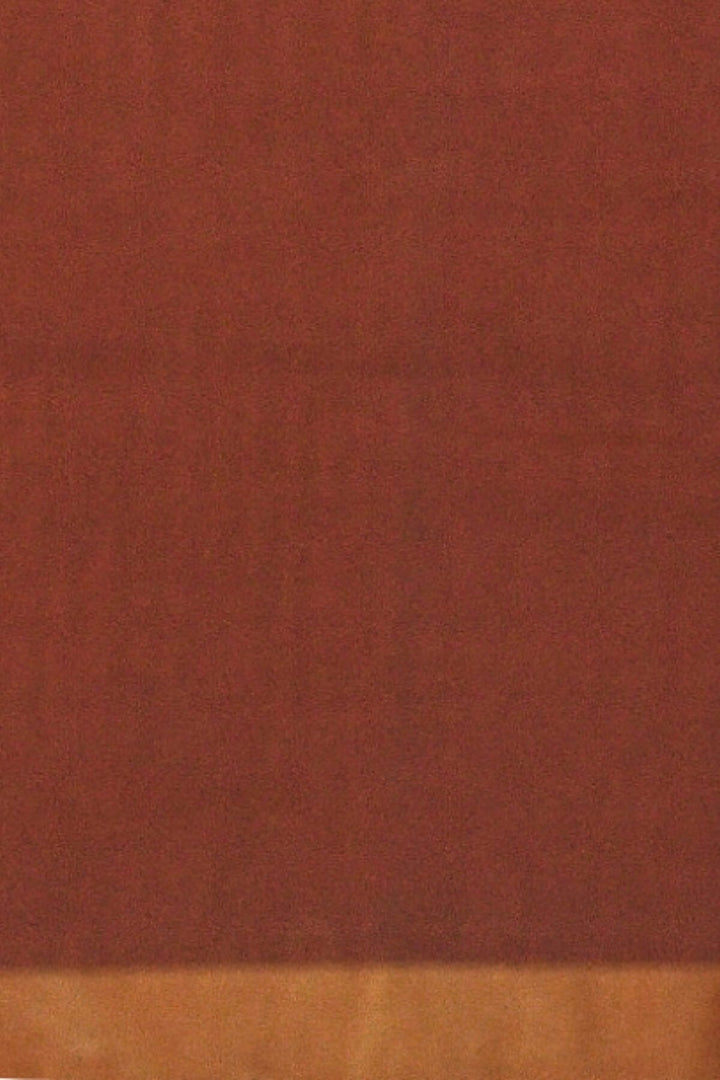 Handloom desi tussar silk saree in brown in self stripes - Anivartee