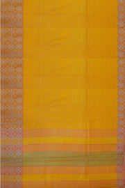 Handloom desi tussar pure silk saree in yellow with floral pattern in border
