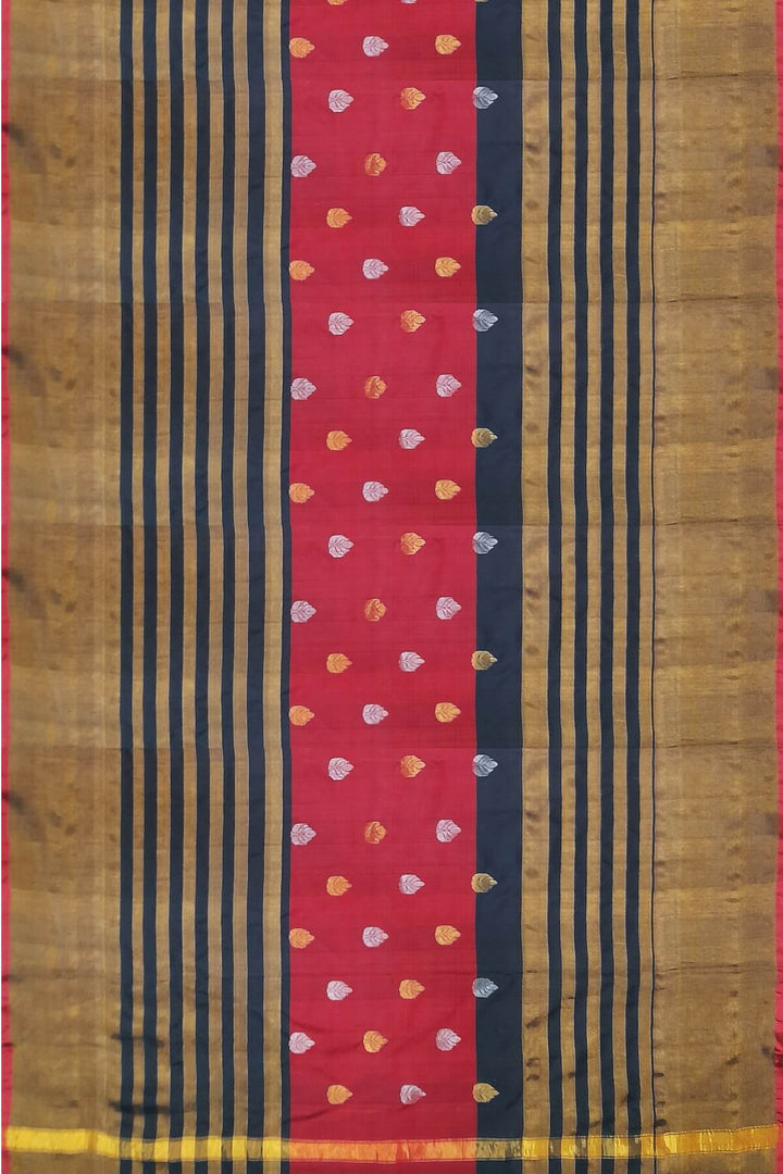 Handwoven Uppada pure silk saree with striped tissue borders