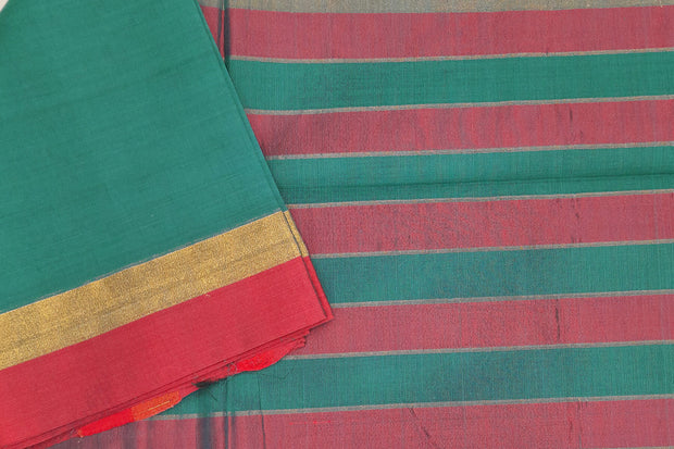 Handloom Uppada pure cotton saree in teal green colour