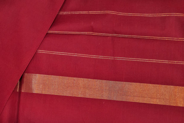 Handloom Uppada pure cotton saree in maroon with  6 inch border
