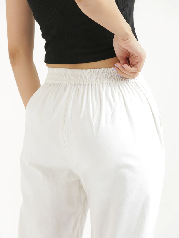 Regular cotton pants in white