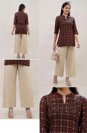 Rayon tunic in bottle green in ajrakh print