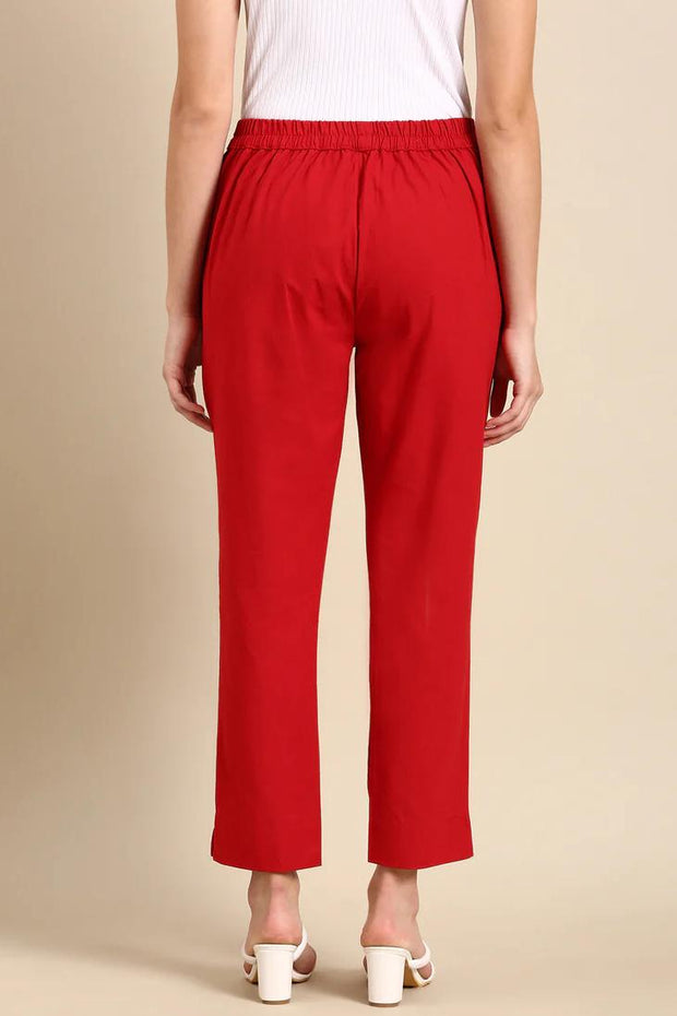 Red classic cotton pants