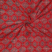 Pure cotton fabric with handblock Ajrakh print   in red & blue